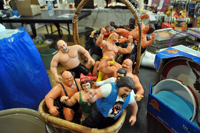 Susan Andertâ€™s booth included this collection of early â€™90s wrestling action figures.