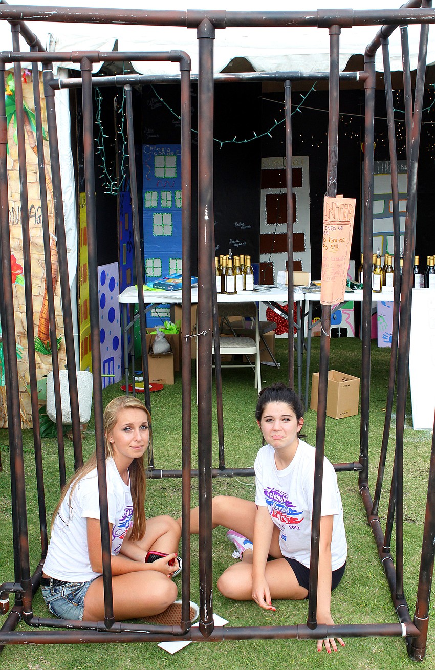 India Pawlowska, 16, and Sabrina Charlotte, 15, were put in â€œjailâ€, a fundraiser run by the Brookside United Team 1. In order to get out of jail they had to have someone bail them out for $3.