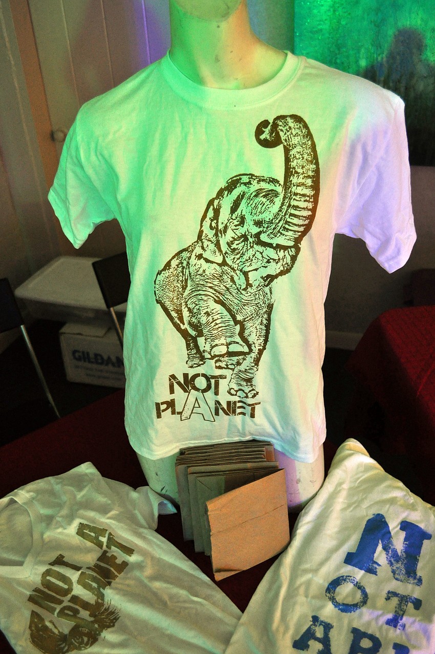 Kansas City, Mo. based band, Not a Planet, displays its merchandise.