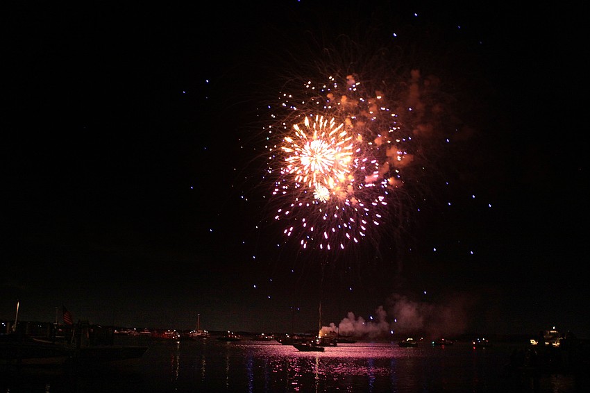 Fireworks lit up the night sky, Monday, July 2, during the 4th annual Boom Boom on the Bay at Mar Vista on Longboat Key.