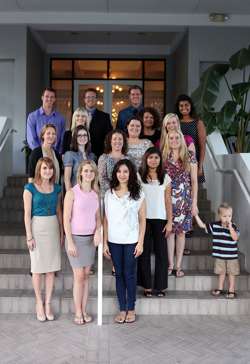 The 2012 Kiwanis Scholarship winners pose together, Thursday, August 16, at the Longboat Boat Key Club.