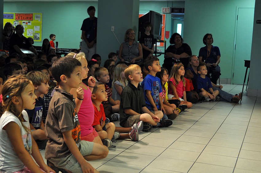 Students watch closely at the Bay Havenâ€™s Got Talent show.