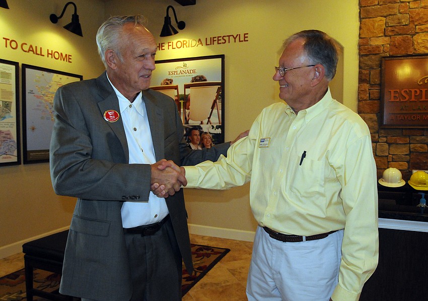 John Hill and Jerry Clevenger enjoyed catching up at the groundbreaking ceremony.