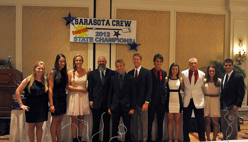 Coach Casey Galvanek with the senior rowers