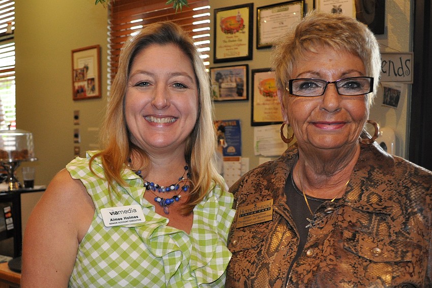 Aimee Holmes, of viamedia, with Ellen Aquilina, of Home Instead Senior Care