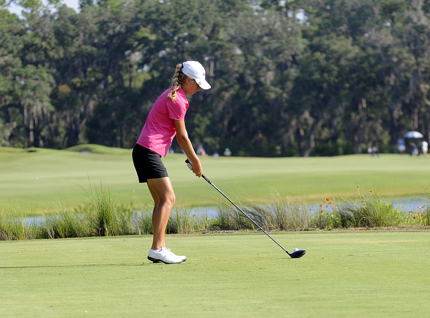 Abby Newton of Katy, Texas prepares for her second shot.