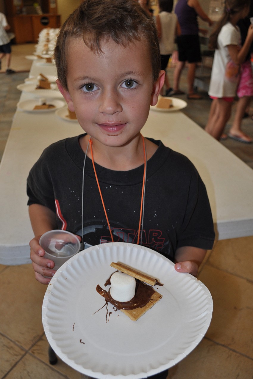 Dillon Martin, 6, snacked on a s'more.
