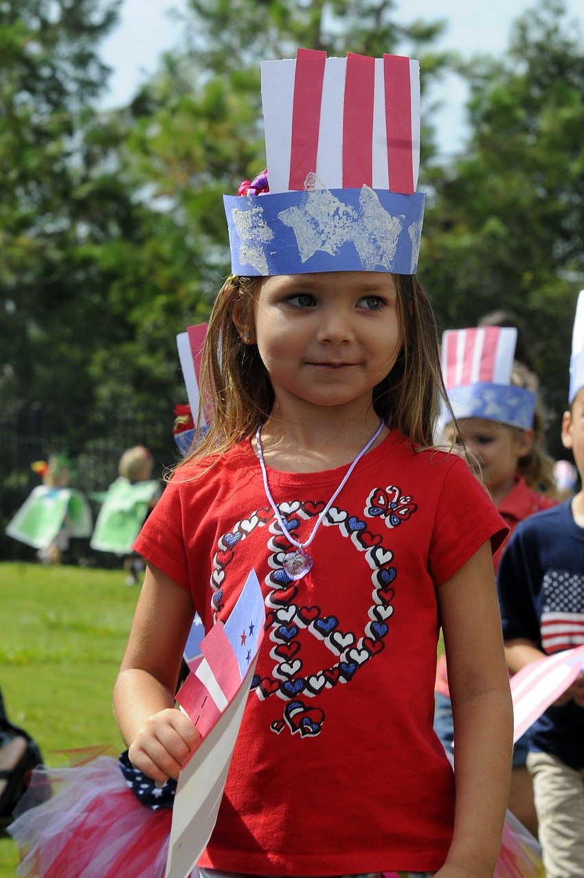 Mackenzie Hirstein, 4, was decked out in red, white and blue from head to toe.
