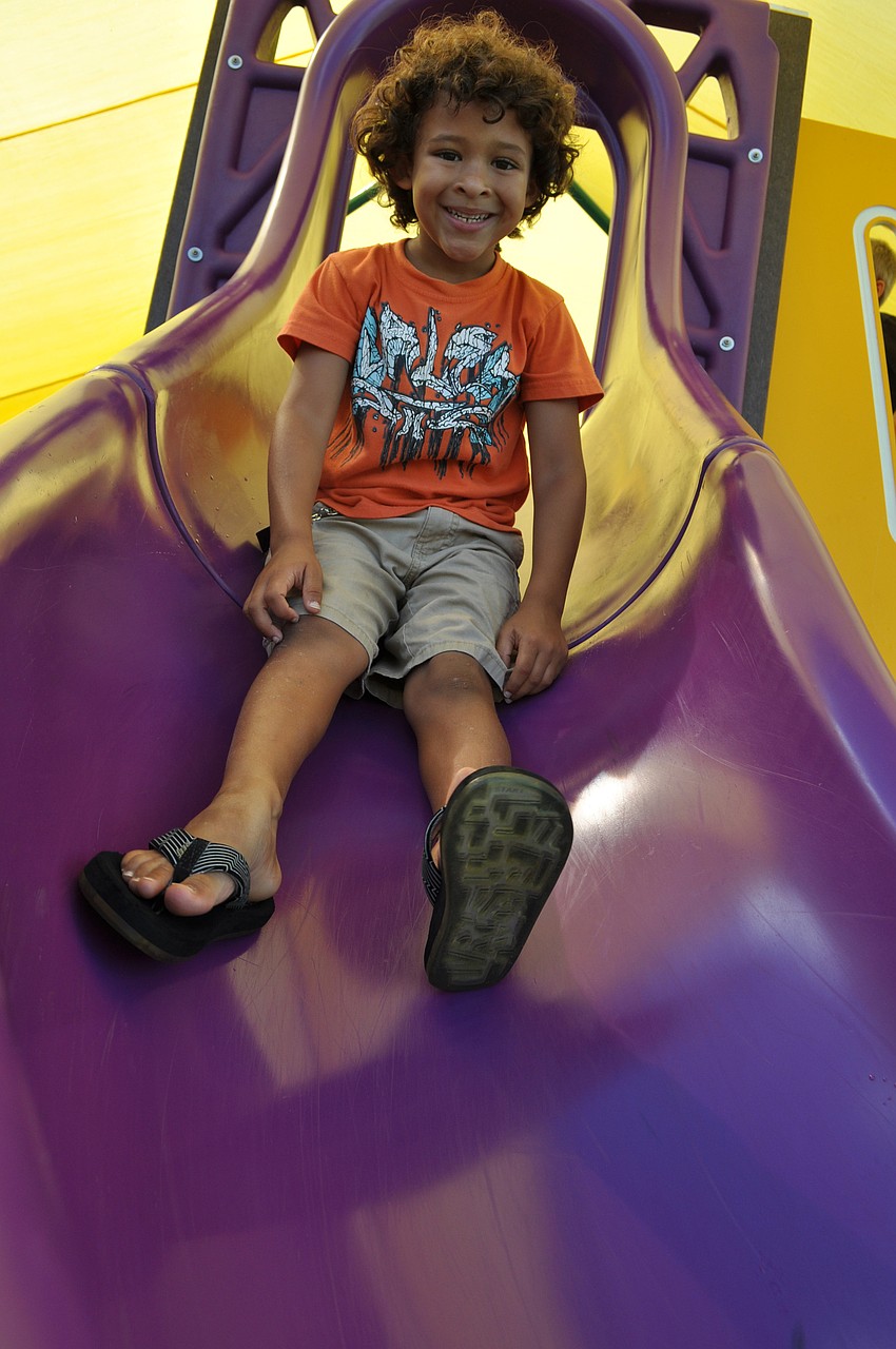 Cai Marin loved going down the slide at Baysideâ€™s playground.