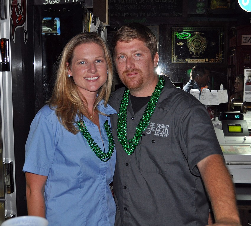 Guest bartenders Amanda Spencer, of Beyond the Spectrum, and Will Elliott, of Brown Distributing.