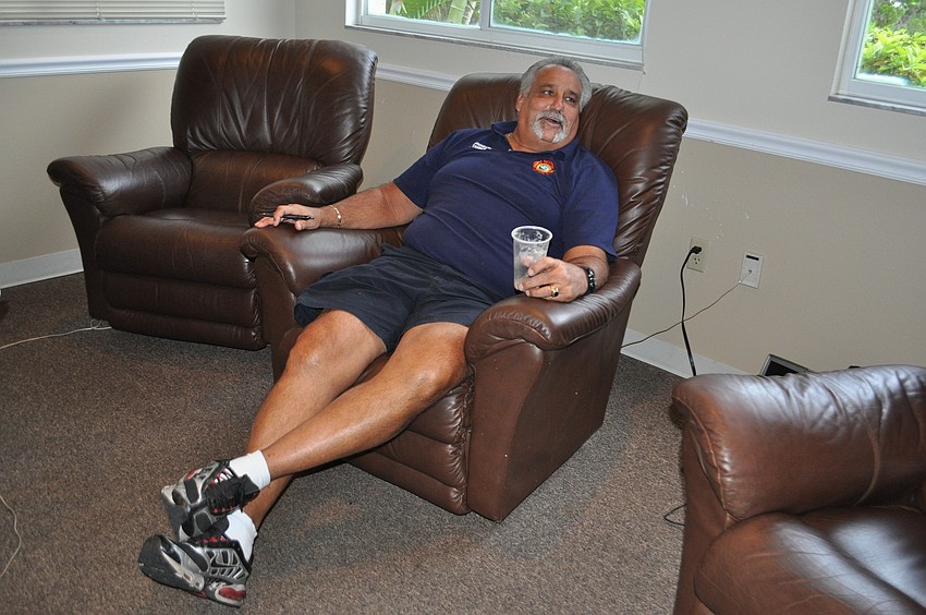 Firefighter Paramedic Keith Tanner takes a load off