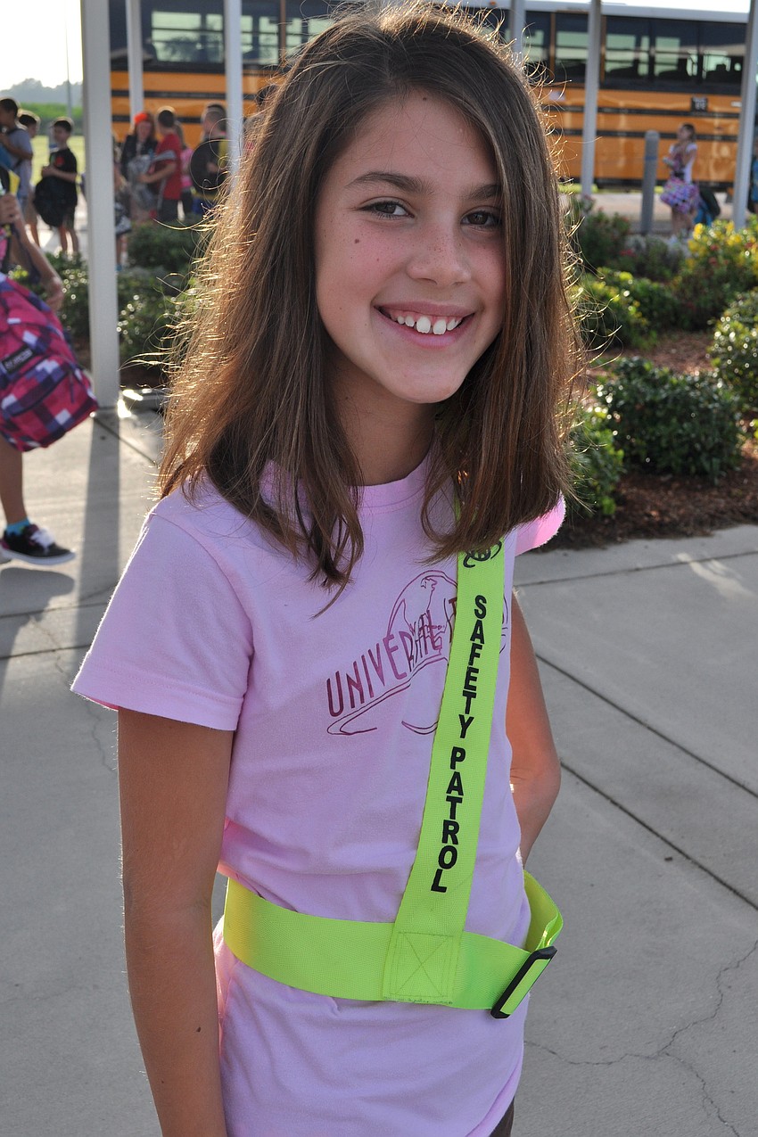 Sofia Turasz, 10, arrived early for Safety Patrol duties.