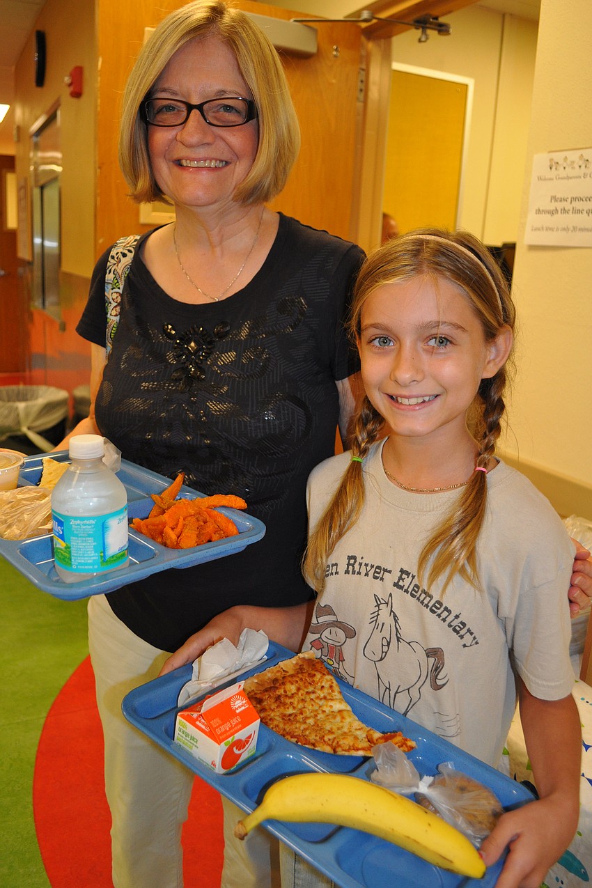 Gina Eingle enjoyed a cafeteria lunch with her granddaughter, Abi Widunas.