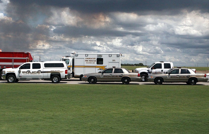 Longboat Key fire and police vehicles were present at the Sarasota National Cemetery.