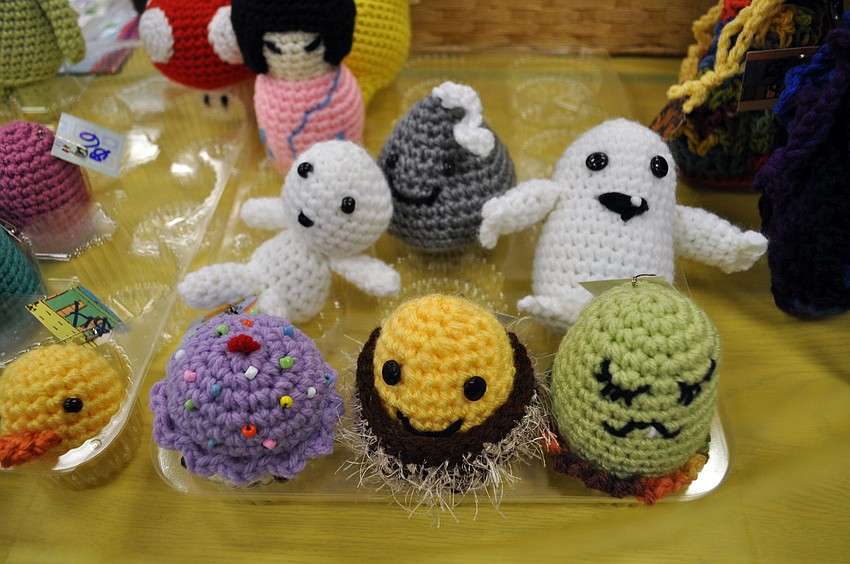One booth sold crochet art.