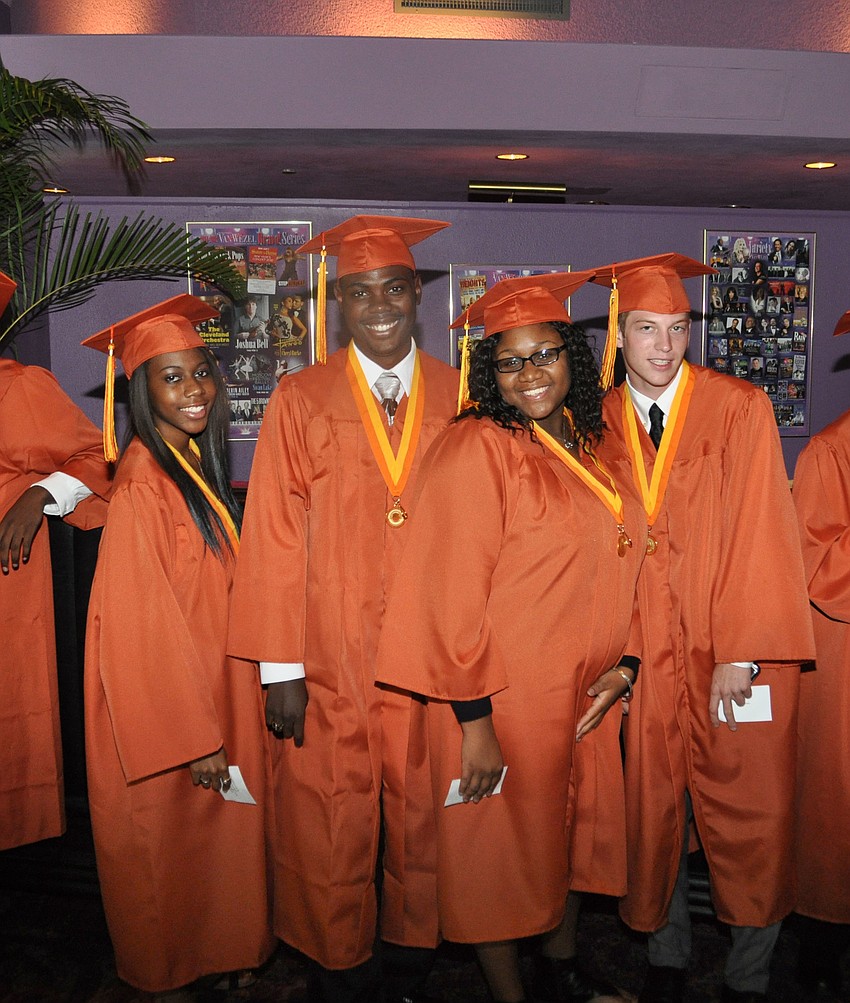 Suncoast Polytech students prepare for the graduation ceremony.