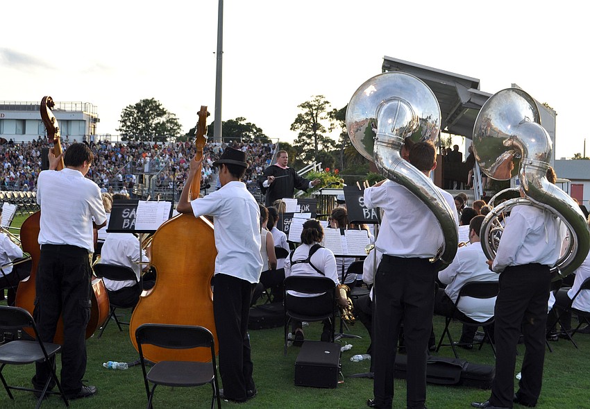 The band warms up before the ceremony.