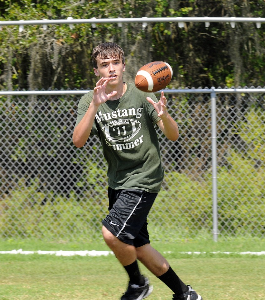 Fourteen-year-old Matt Bell participated in the Lakewood Ranch High football camp for the first time this summer.