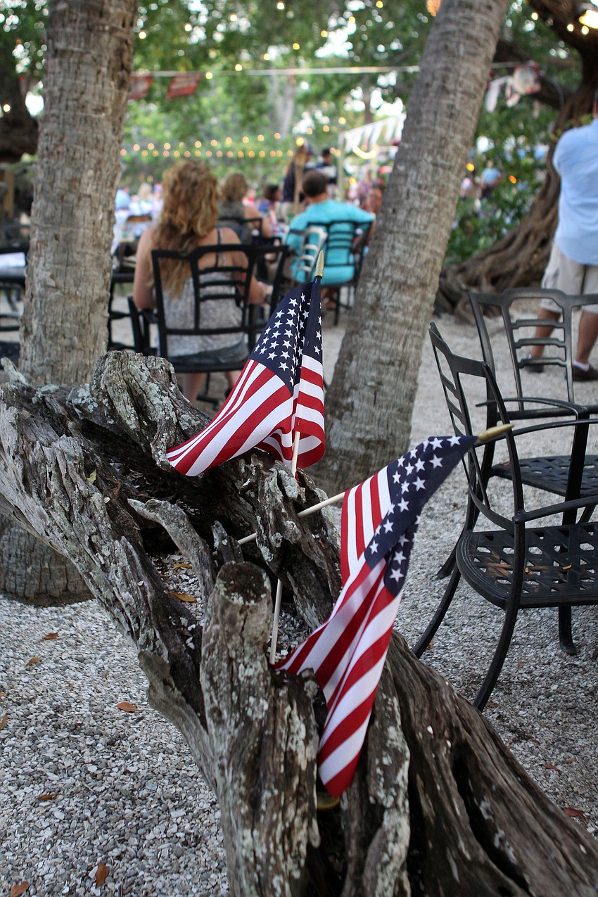 American flags were placed on pieces of driftwood throughout the Mar Vista property as part of the festive 4th annul Boom Boom on the Bay.