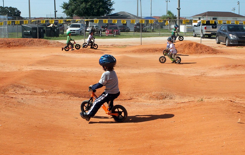 Young Strider riders get in some time on the practice course, Saturday, July, 7.