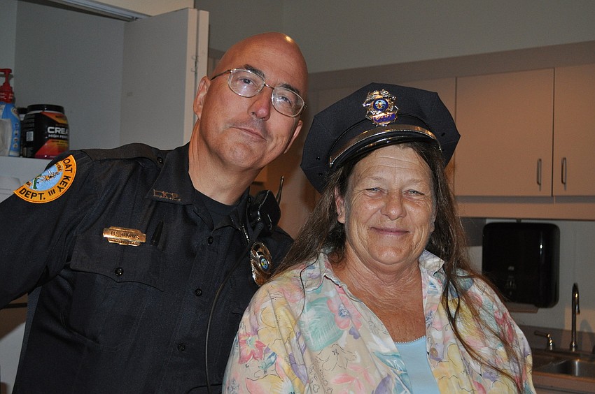 Patrol Officer John Thomas and Town Clerk Trish Granger