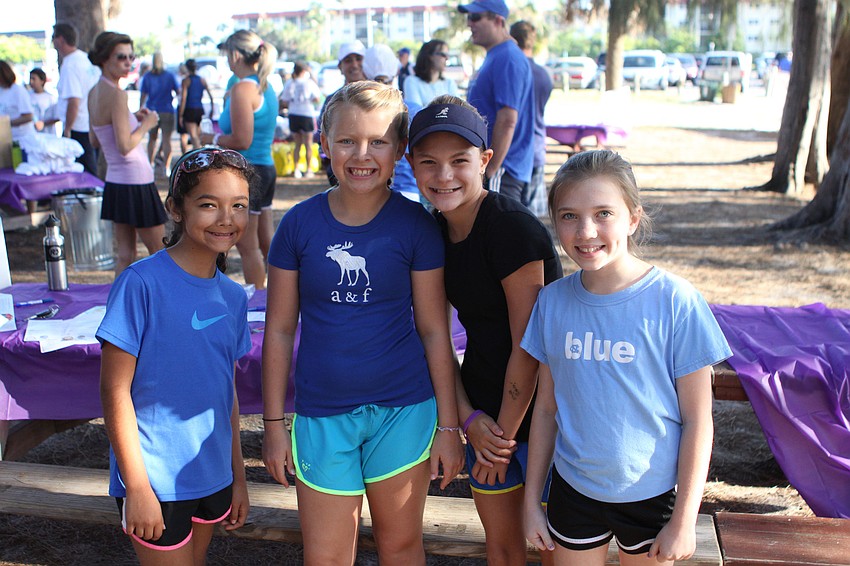 Gigi Langer, 10, Phoebe LaForge, 10, Olivia Schwartz, 10, and Sullivan Swink, 9, all walked on team Maxâ€™s Guys.