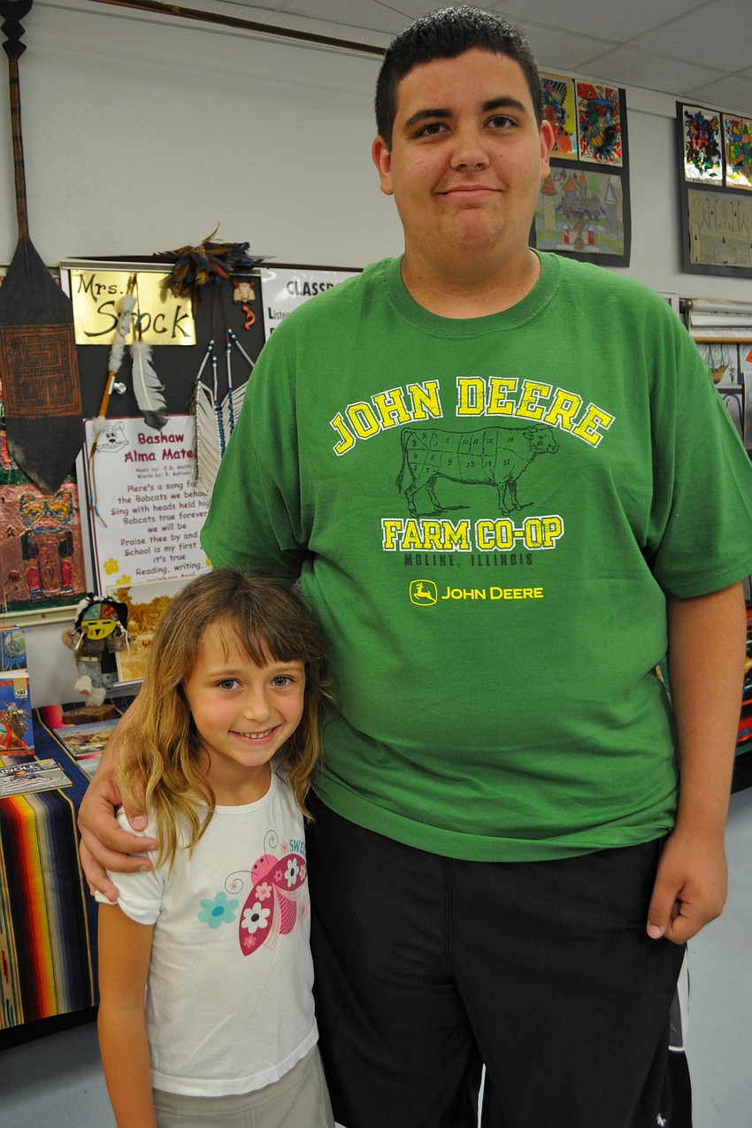 Paige Niver, 6, spends the evening with her brother, Cody, and mom, Kelly, not pictured.