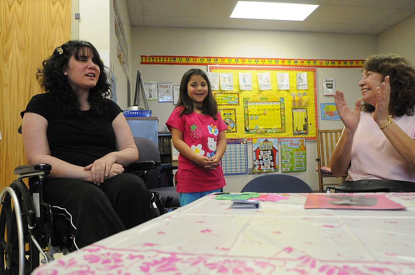 Six-year-old Caitlyn Salerno performed an alphabet song for her mom Jennifer and nana Patricia Cascio.