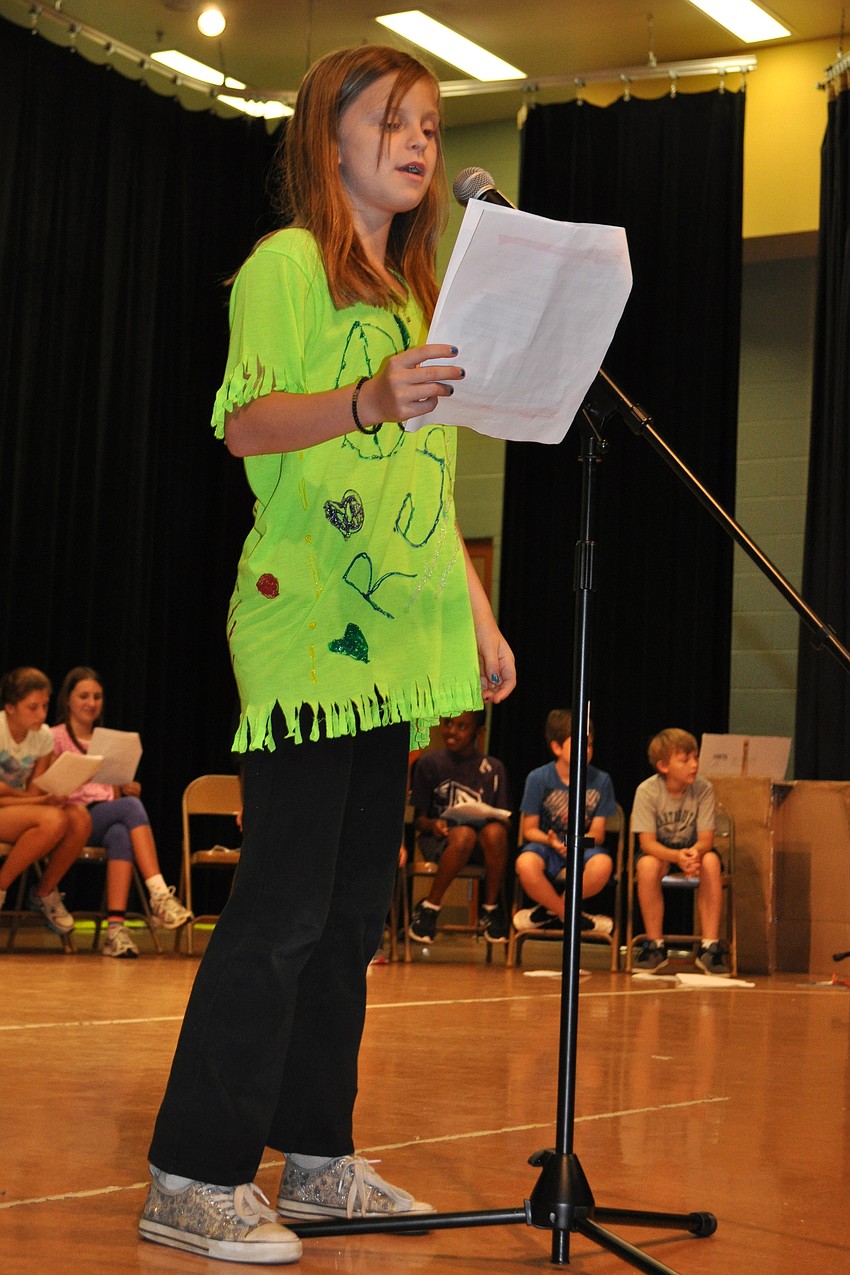 Renee Ashby was one of several students to introduce talent show performers.