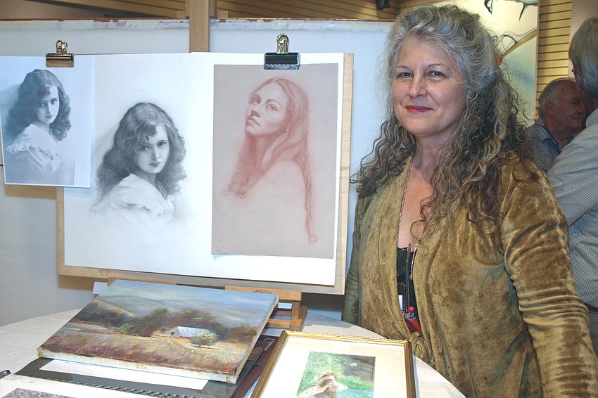 Artist and Let's Create Art Instructor Diane Lynne Chanako displayed her charcoal drawings.