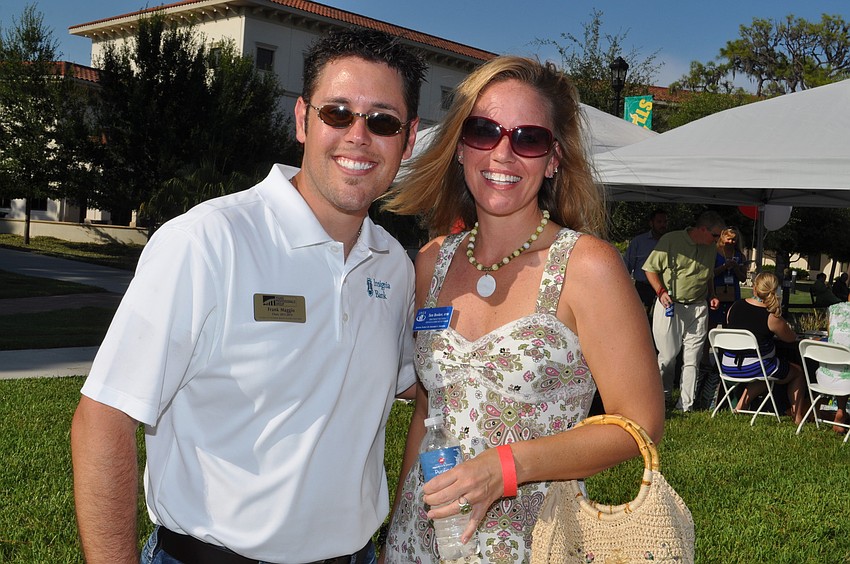 Frank Maggio, with Insignia Bank and Young Professionals Group Sarasota; and Tara Booker, with Jewish Family and Childrenâ€™s Services
