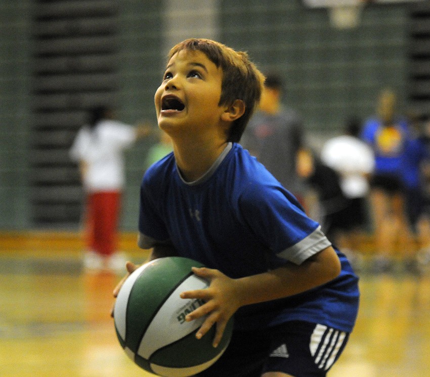 Eight-year-old Brooks Moyer had tons of fun at Lakewood Ranchâ€™s basketball camp.