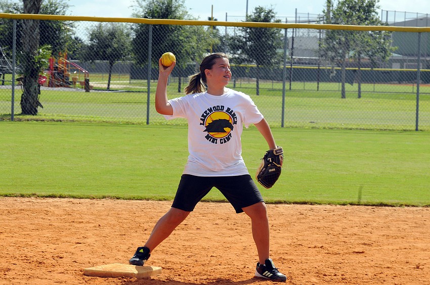 Gillian Elson, 12, enjoyed participating in all of the different fielding drills.