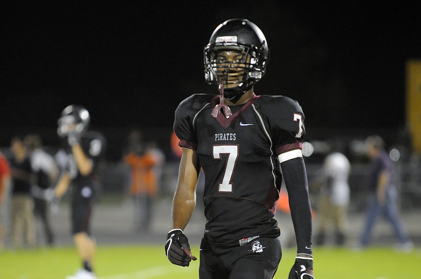 Sophomore Justin Ross played both ways for the Pirates.