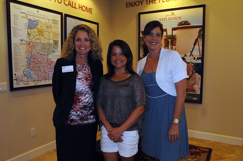 Manatee Chamber of Commerce assistant vice president of community development, Esplanade lifestyle director Amy Vleck and Manatee Chamber of Commerce membership development representative Lindsey Leech