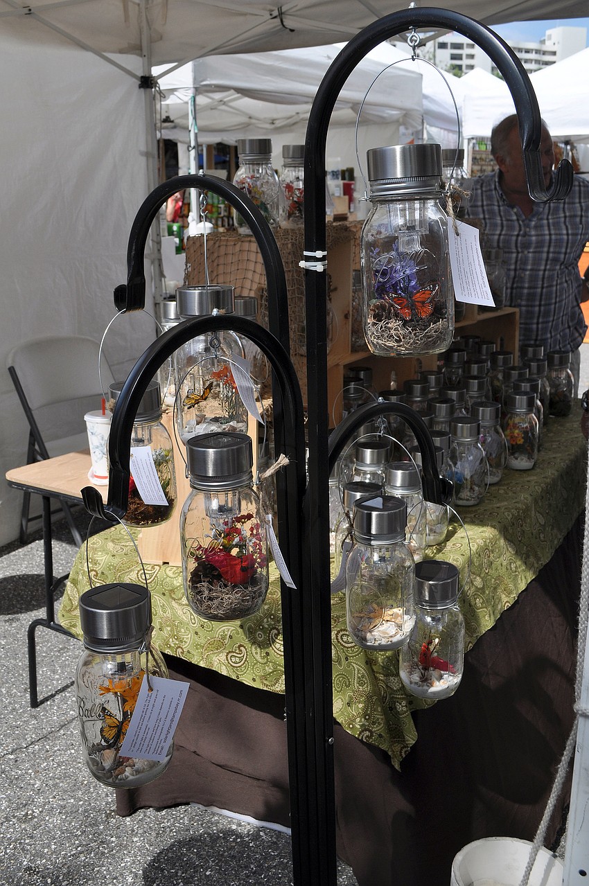 Solar Light Jars were on display with a variety of different themes from birds to the beach.