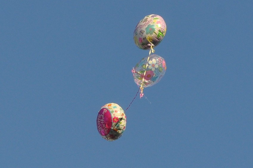 The balloons took flight before arriving to the party