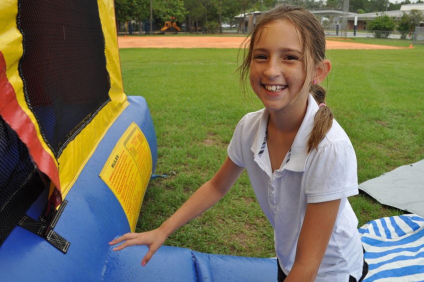 Jordan Golden made sure to spend some time bouncing with friends.