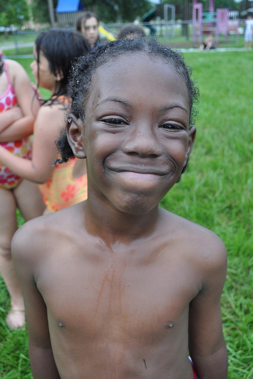 Tre Lawson, 7, loved playing in the water.