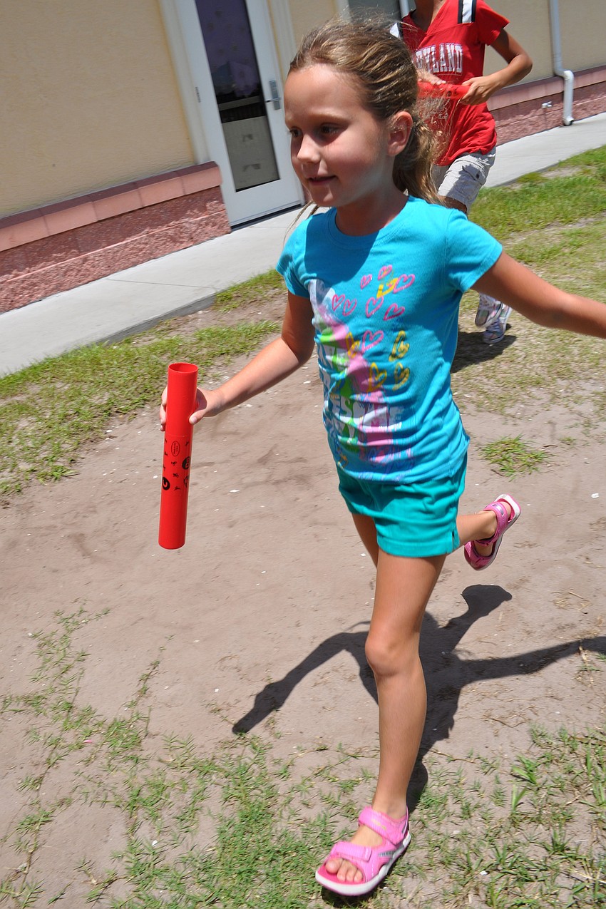 Sara Gluscnik put her best foot forward during a relay race.