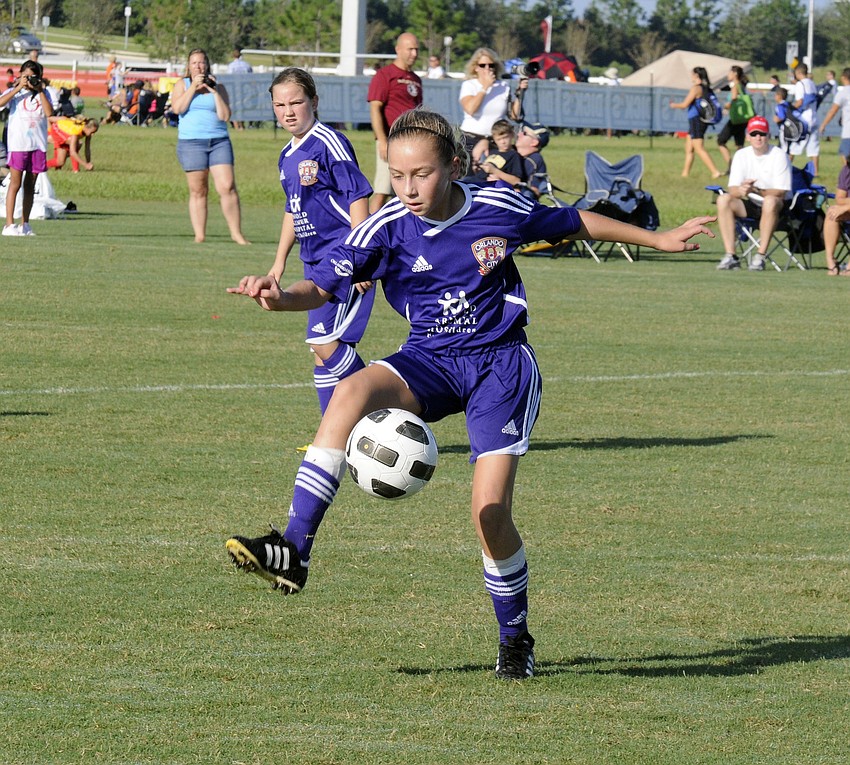 Eleven-year-old Maddie Mavrofrides plays defense for Orlando City Soccer.