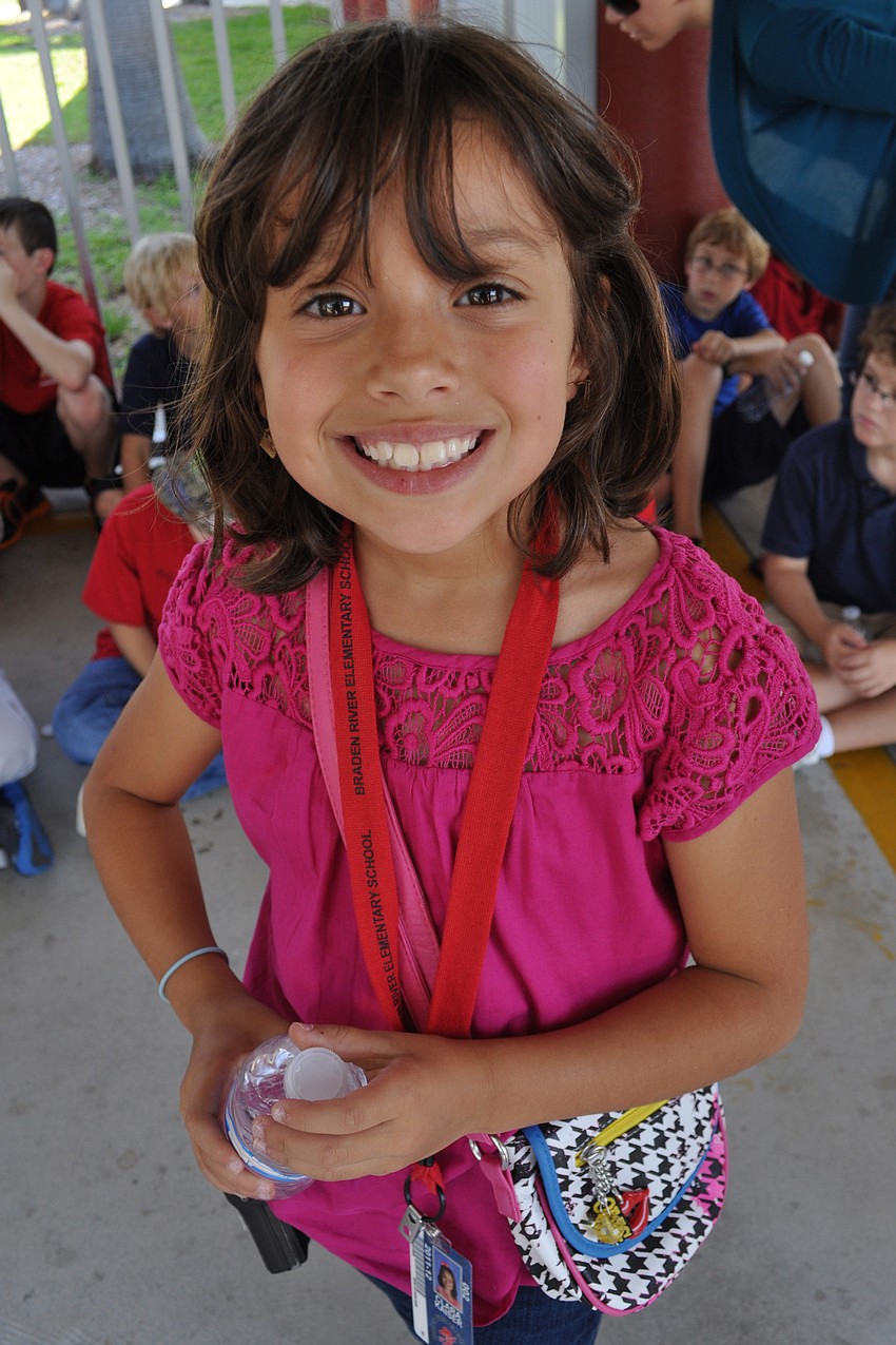 As principal for the day, Clara Kaiser, 7, joined in on the walk.