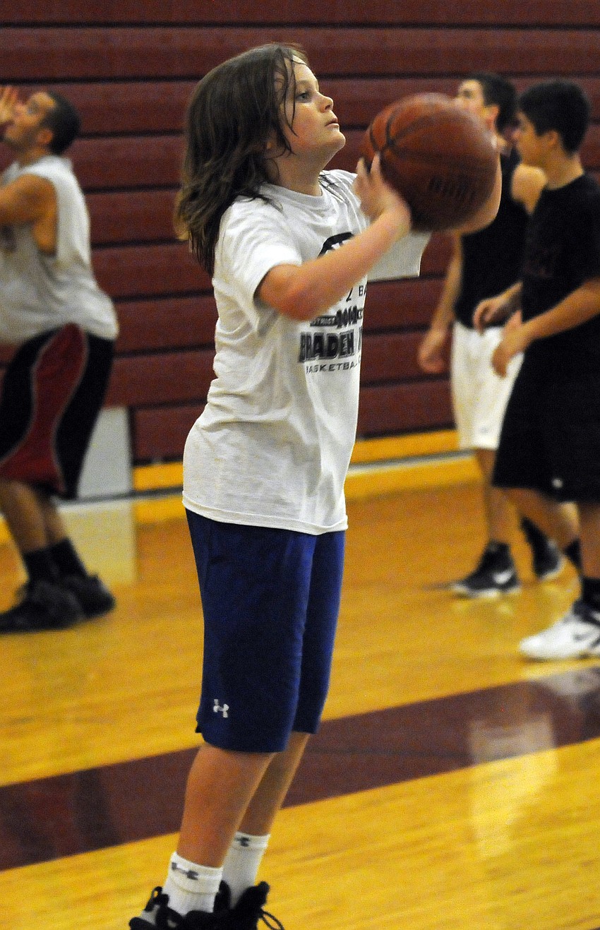 Will Thompson, 13, spent a good portion of the camp working on various shooting drills.