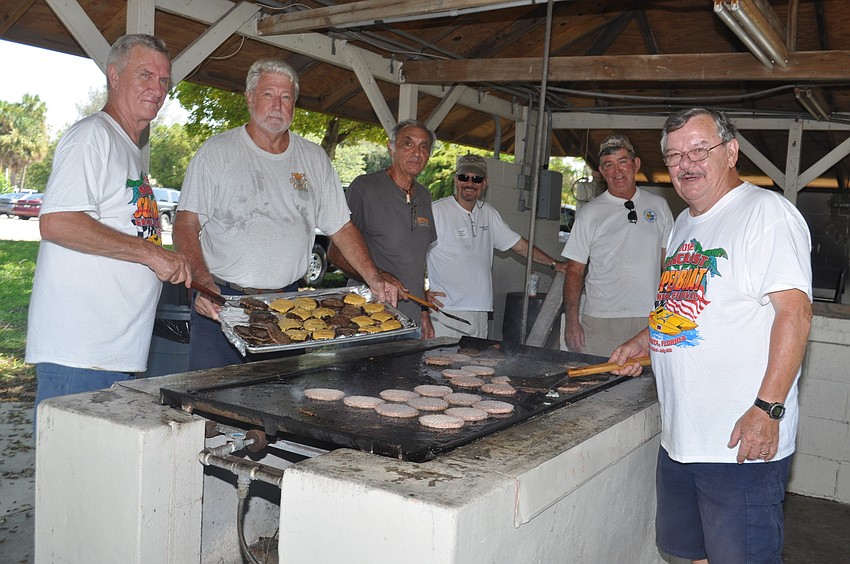 Sarasota Outboard Club volunteers Art Hodous, Richard Gualtier, Tom Chase Ken Scheel, Tony Lovin and Denis Beauchamb