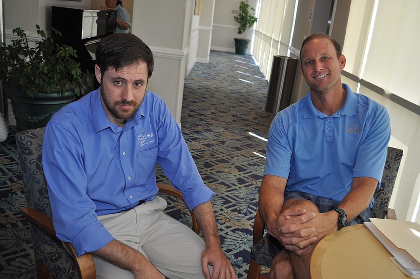 Matt Murphy of Visit Sarasota County and Matt Drews with EsÃ­o Water and Beverage