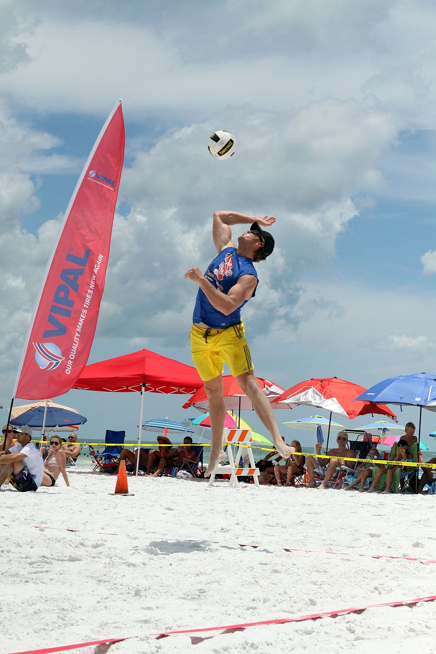 Bruno Lunardi serves up the ball on Saturday.