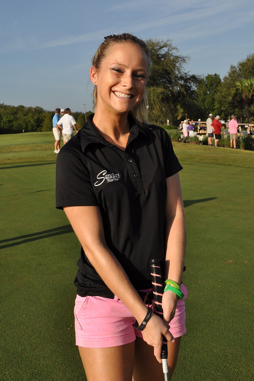 Jessica Haskett got in a few practice shots.