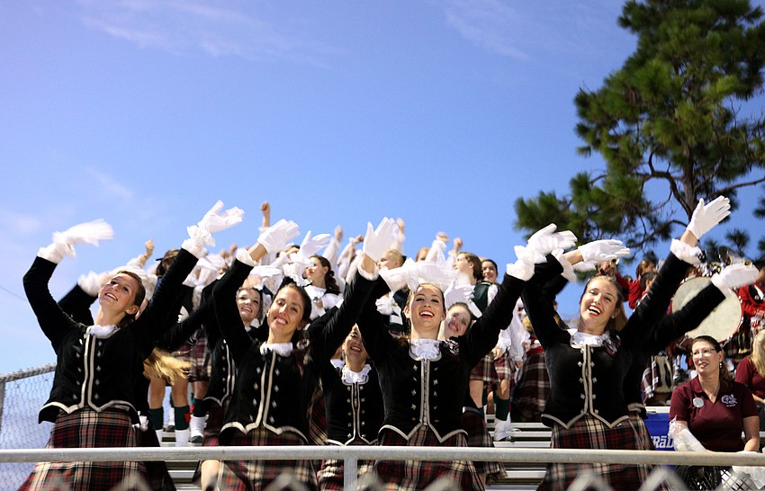 The Riverview Highland Dancers have fun dancing along to the Kiltie Band Friday, Sept. 7.