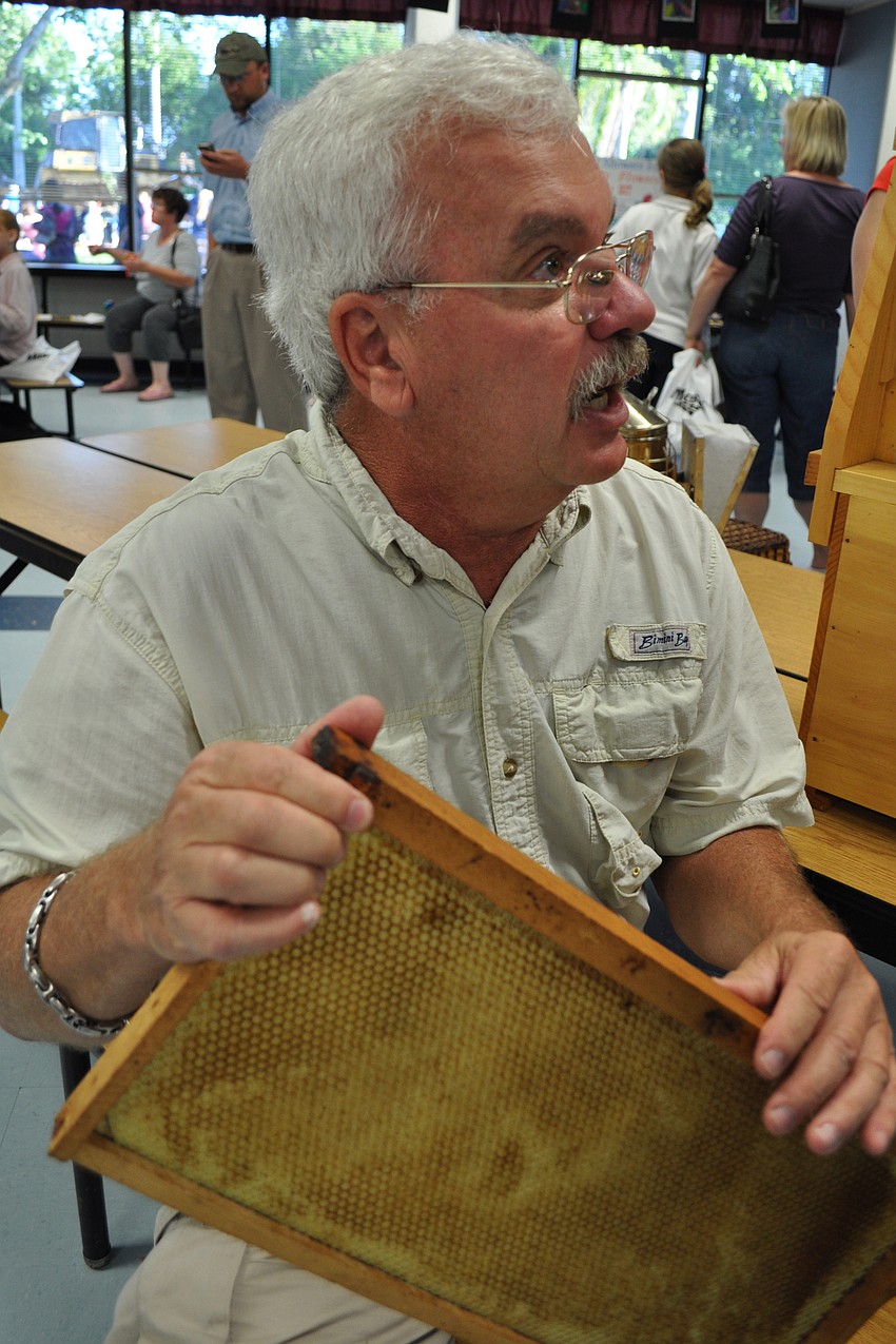 Beekeeper Rich Yacso spoke with attendees about honeybees.
