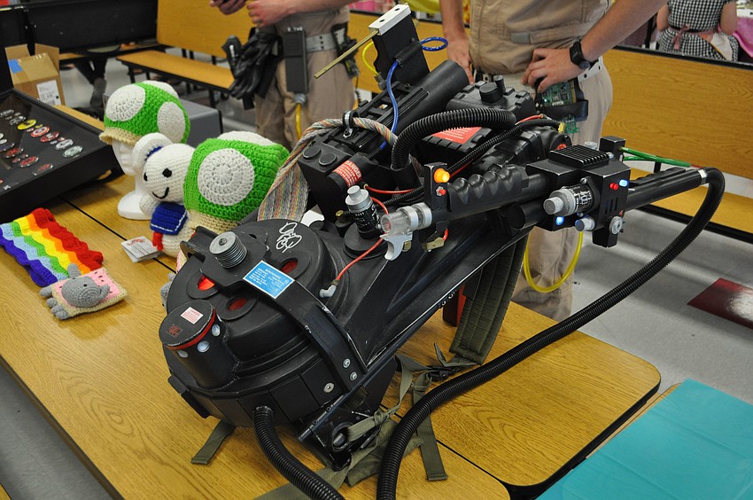 Chase Smith displayed his homemade Ghostbusters backpack, which is signed by Dan Aykroyd.